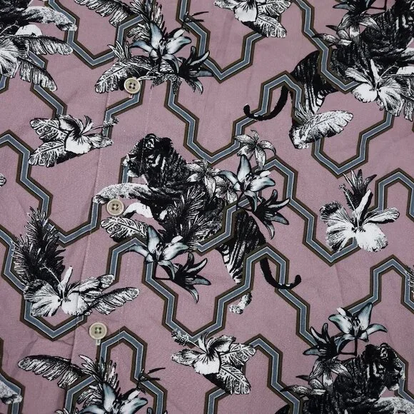 Ted Baker Stefan Tiger Mash Up Slim Fit Button Up Shirt Preppy Lightweight 5 XL - Picture 3 of 8